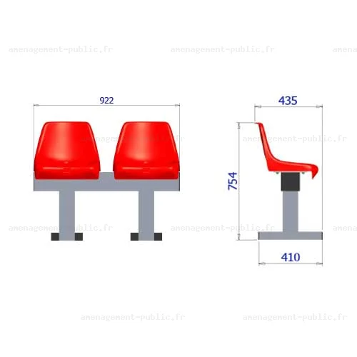 Banc de touche avec 2 sièges pour installations sportives